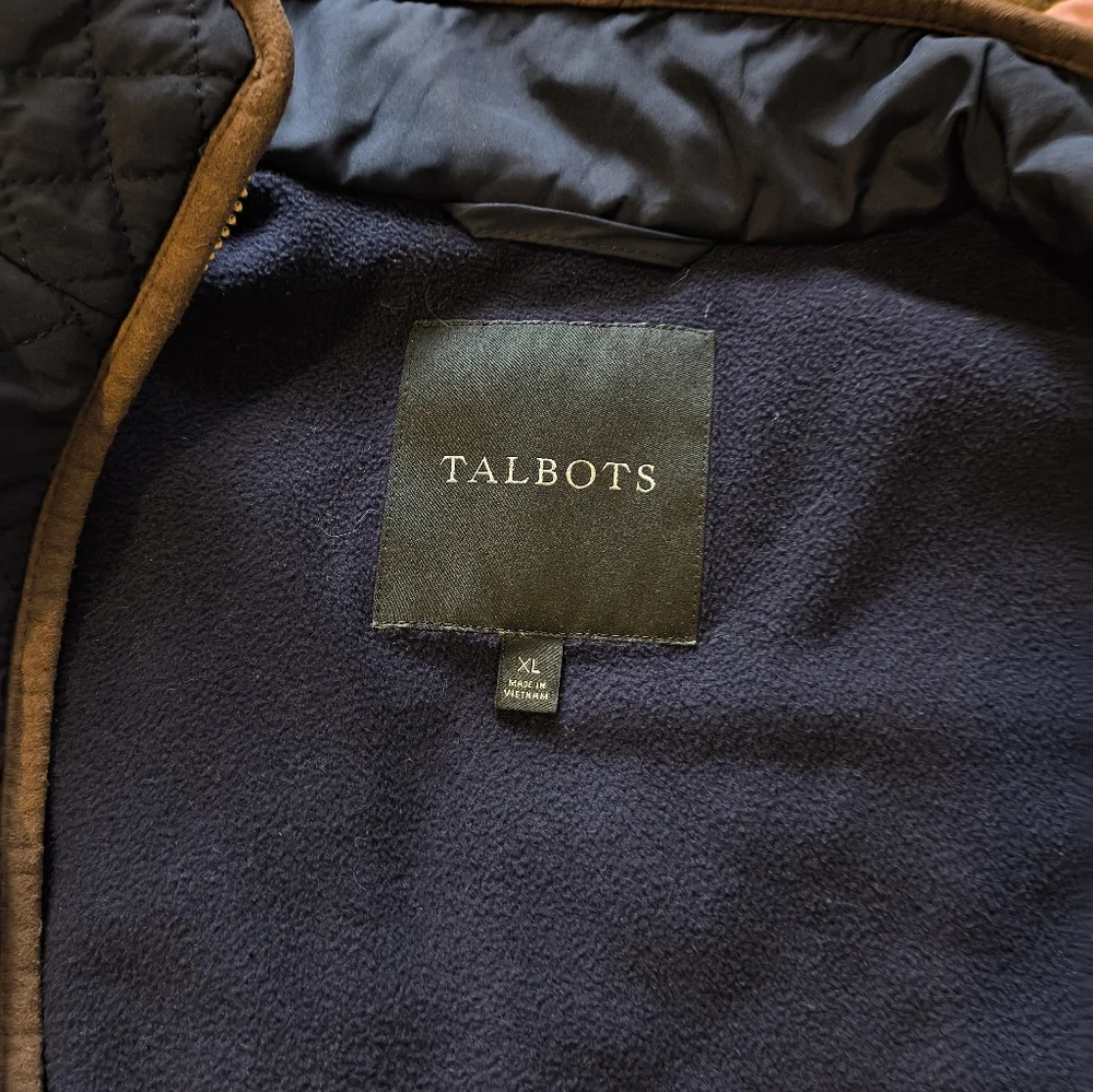 Talbots Quilted Navy Vest with Gold Accents - Picture 3 of 6